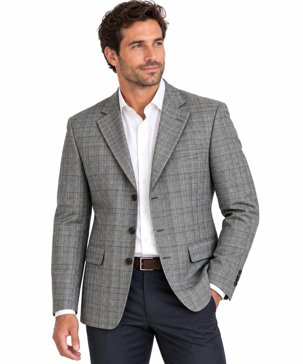 Tallia Verdello Men’s Slim Fit Wool Blend Plaid Suit Jacket Cream Brown 36S